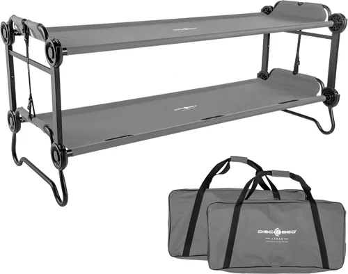 Miniatura 10 de Disc-O-Bed Gran banco convertible para exterior de 2 personas y cuna de camping doble para adultos, sistema de literas portátil, negro
