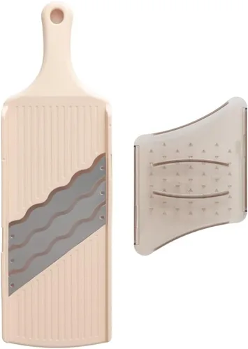 Arnest Mandolina de repollo japonés, trituradora ultrafina de 3 cuchillas de triple onda para ensalada estilo Tonkatsu, cuchillas onduladas de acero