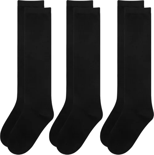 Miniatura 4 de Olreco Calcetines altos hasta la rodilla para niñas, calcetines de uniforme para niñas, calcetines largos de algodón para niñas, calcetines