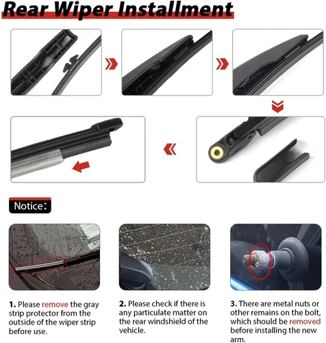 Miniatura 6 de OTUAYAUTO Reemplazo del limpiaparabrisas trasero para Ford Bronco 2021-2025 Conjunto de brazo y escobilla del limpiaparabrisas trasero