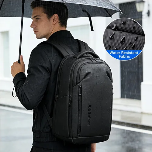 Miniatura 7 de Mochila de viaje para laptop expandida, Negro, Mediana, Mochila Regular Water-Resistant 1800D Oxford Fabric, Side Gussets, USB Charging Port, For