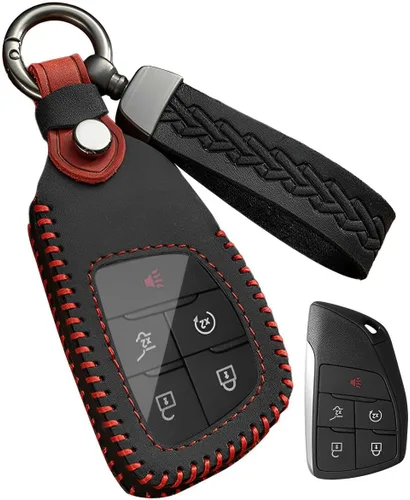 Funda de cuero para llavero GMC, funda protectora de llavero inteligente compatible con Chevy GMC Silverado 1500 LT Sierra Yukon Suburban Tahoe Negro