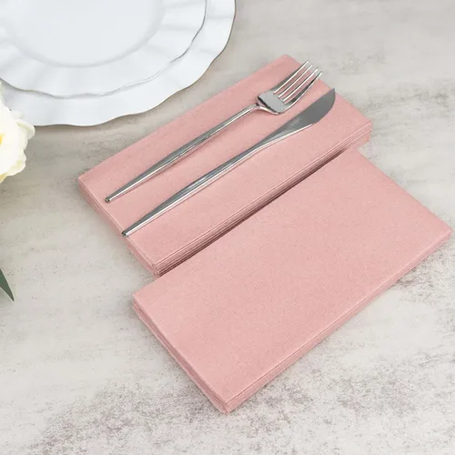Miniatura 2 de Efavormart - Paquete de 20 servilletas de papel desechables Airlaid de 8.5 x 4 pulgadas, color rosa polvoriento, para bodas, fiestas y baño de Rosa
