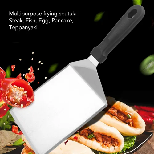 Miniatura 5 de Espátula de pizza de acero inoxidable, espátula de cocina para pasteles, pizza, panqueques, salteado (espátula, mango de plástico)