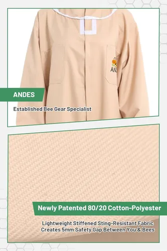 Miniatura 5 de Trajes de abeja para mujer a prueba de picaduras con guantes de piel de oveja y traje de apicultor y protección profesional de apicultor traje total