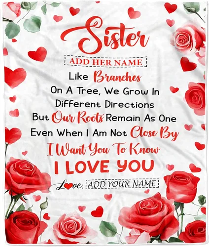 Miniatura 17 de Manta personalizada con texto en inglés «To My Sister from Sister Wood» No Matter Where Life Takes Us Soul Sister cumpleaños, Navidad, graduación