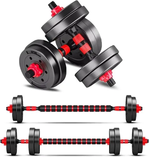Juego de mancuernas ajustables, juego de pesas libres de 5 a 44 libras con conector para mancuernas, opciones de flexión, ejercicios de fitness para