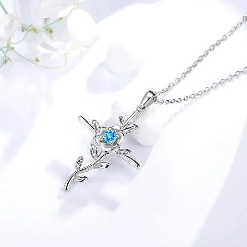 Miniatura 2 de ELDA & CO. Regalos de cumpleaños, amor de mamá, collar de hojas de esperanza para esposa, plata de ley 925, piedras natales de mayo de junio