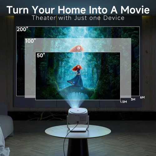 Miniatura 5 de [Soporte ajustable de 360°] Mini proyector con WiFi y Bluetooth: enfoque eléctrico y Keystone automático compatible con 1080p, 15000L, proyector