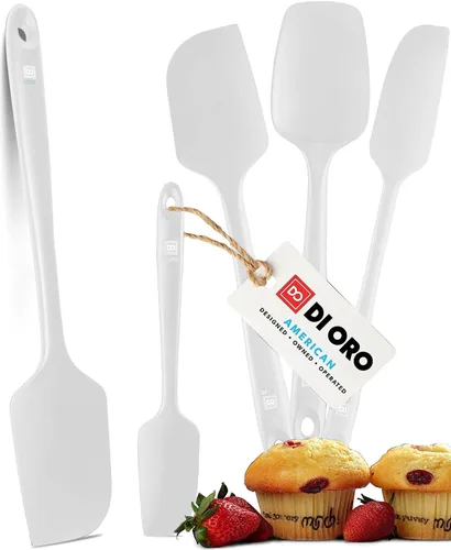 Miniatura 17 de DI ORO Juego de espátulas de silicona – Espátulas de cocina de goma para hornear, cocinar y mezclar – Resistente al calor a 600 °F y libre de BPA