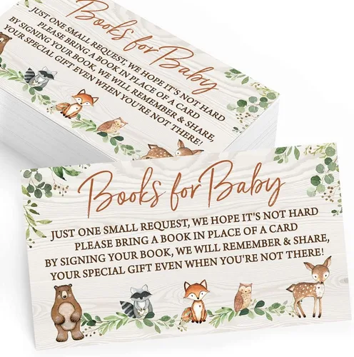 Miniatura 6 de Printed Party Predicciones y consejos para baby shower, animales del bosque, 50 tarjetas