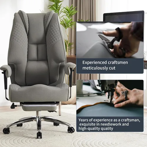 Miniatura 7 de EXCEBET Silla de oficina grande y alta de 400 libras de ancho, silla de oficina ejecutiva de cuero con respaldo alto con reposapiés, sillas Malla
