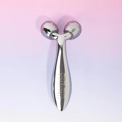 Miniatura 9 de Pacifica Future Youth Rodillo Facial de Acero Inoxidable – Masajeador Facial Dual de Enfriamiento Gua Sha para Esculpir, Contornear y Reducir