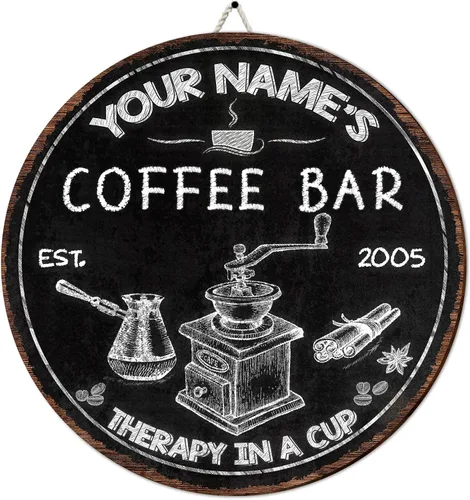 Miniatura 14 de Letrero de madera personalizado para barra de café, terapia en una taza tolerable a la gente, placa de pared para decoración de cocina, regalos
