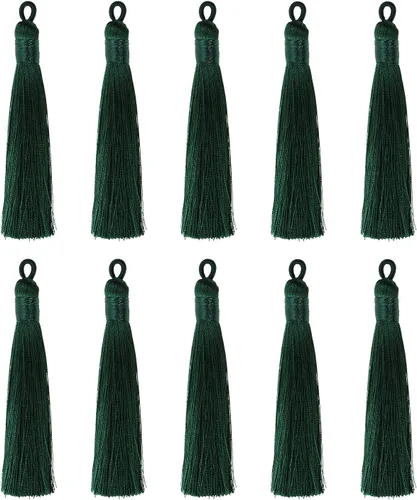 Miniatura 10 de Tupalizy 10 borlas suaves y sedosas hechas a mano con lazo para colgar marcapáginas, llaveros, aretes, pulseras, fabricación de joyas, recuerdo