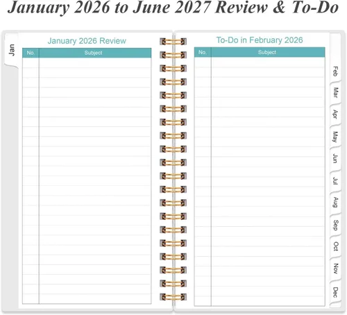 Miniatura 4 de Agenda mensual 2026-2027 – Agenda mensual de enero de 2026 a junio de 2027, dos páginas por mes, 18 calendarios/agendas mensuales con pestañas