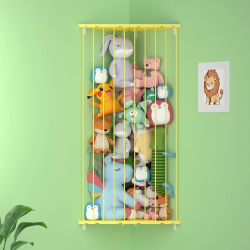 Miniatura 9 de Red de almacenamiento de animales de peluche de esquina – Soporte para animales de peluche con luces – Organizador de felpa colgante hamaca de Azul
