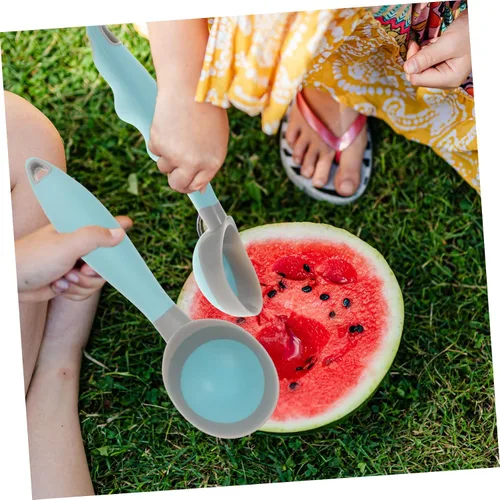 Miniatura 6 de Juego de cucharas ergonómicas para helados, 2 cucharas de goma para helado para servir ensalada de frutas