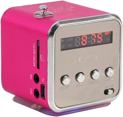 Miniatura 4 de Mini música de altavoz, FM Radio PC Soporte de moda Reproductor de CD estéreo portátil Radio portátil con la mejor tarjeta TF y disco U verde ()