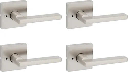 Miniatura 34 de Kwikset Halifax Manija interior de puerta de privacidad con cerradura, manija de puerta para baño y dormitorio, cerradura de botón de presión sin