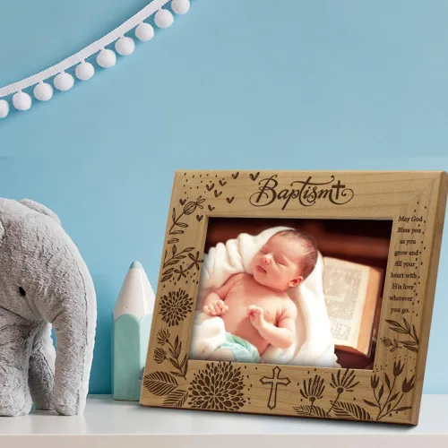 Miniatura 2 de BELLA BUSTA -Bautizo Bautizo Bautizo Bebé Niña/Niño Bautizado Regalos de Padrinos -Ceremonia de Bautizar un Niño Marco Grabado (5x7 Horizontal)