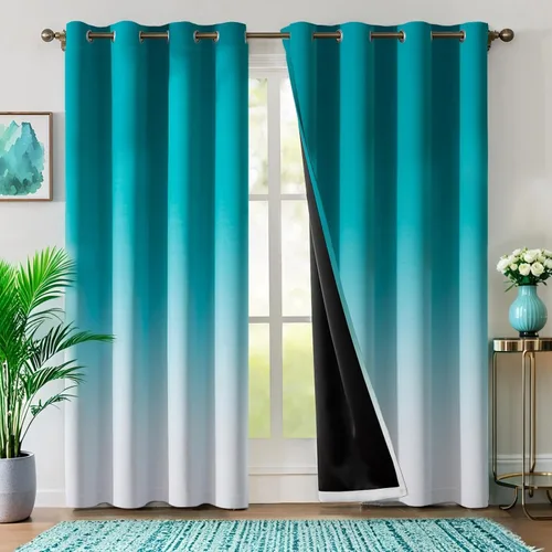 Miniatura 12 de WUBODTI Black Ombre Sheer Curtains 84 Inch Length 2 Panels - Gradient Grey White to Black Semi Sheer Curtains with Embroidery, Light Filtering