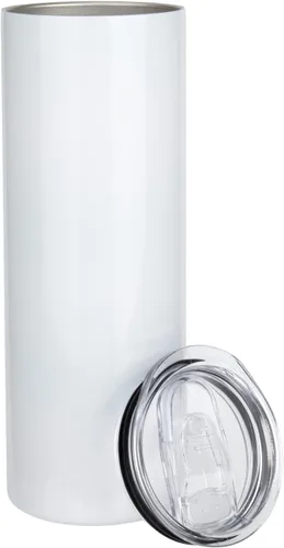 Paquete de 1 vaso de sublimación de 20 onzas de acero inoxidable recto delgado para prensa de calor, taza en blanco con tapa, envoltura retráctil,
