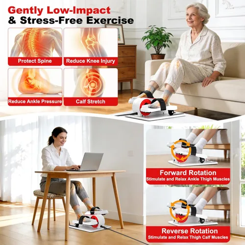 Miniatura 3 de TDH Under Desk Elliptical Machine,Electric Leg Exerciser as Seen on Tv for Seniors Adults,Portable Quiet Pedal Exerciser While Sitting with 12 Blanco