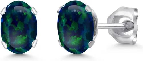 Miniatura 12 de Gem Stone King Oval Stud Earrings For Women Men 925 Sterling Silver Oval 6X4MM Gemstone Birthstone Fine Jewelry for Her Him Mom Dad Wife
