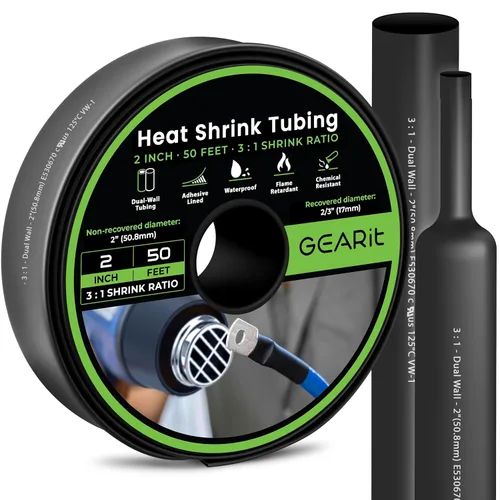 Miniatura 9 de GEARit Tubo termorretráctil de 1 pulgada, relación 3:1, forro adhesivo, envoltura retráctil industrial impermeable de grado marino, tubo de doble