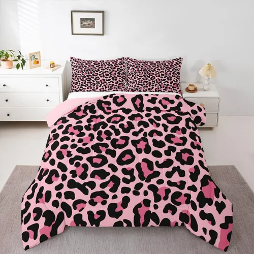 Miniatura 44 de Erosebridal Juego de edredón con estampado de leopardo, tamaño individual para niños, edredón de guepardo occidental, negro y gris, juego de ropa