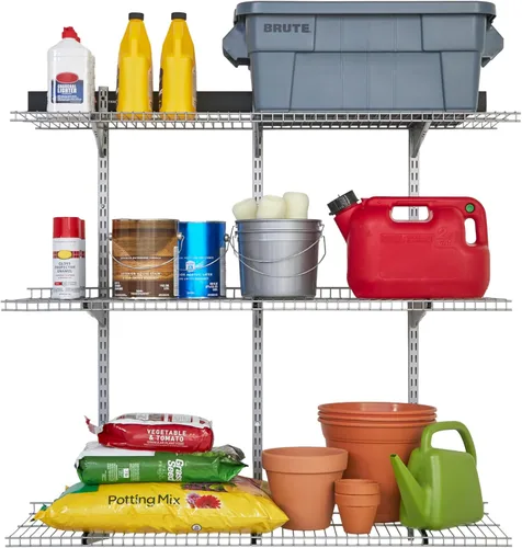 Rubbermaid Fasttrack Rail Storage - Kit de 3 estantes de 48 x 16 pulgadas, 350 libras por estante, para el hogar, garaje, cobertizo/organización de