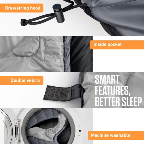 Miniatura 5 de VENTURE 4TH Saco de dormir para mochileros – XXL, tamaños dobles e individuales – Saco de dormir ligero para clima cálido y frío para adultos, niños