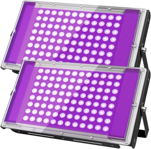 Luz LED negra de 100 W, luz de inundación UV de 385 nm con enchufe e interruptor, luces negras impermeables IP66 para grandes espacios, fiestas