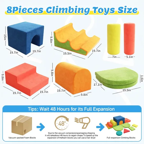 Miniatura 2 de Bloques de escalada de espuma de 12 piezas para niños pequeños de 1 a 3 años, juguetes de escalada para niños pequeños, juego suave para interiores