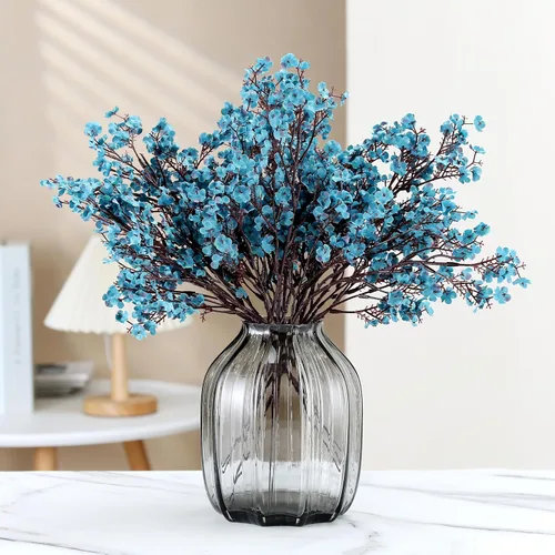 Miniatura 3 de JAKY-Global - Flores velo de novia artificiales, tela de seda, 6 ramos de plantas falsas europeas para decoración de bodas, ramos de tacto real, Azul