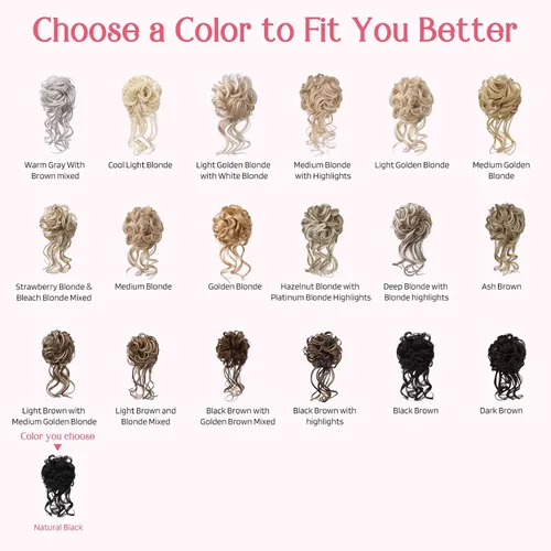Miniatura 6 de HOOJIH 2 unidades de extensiones de cabello estilo moño despeinado, con cabello ondulado y rizado, para peinados de cola de caballo, color negro