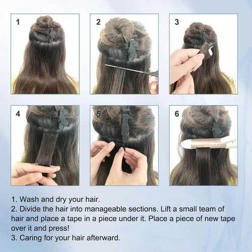 Miniatura 9 de Sixstarhair Extensiones de cabello con cinta adhesiva, color marrón claro, mezclado con rubio ceniza, sin costuras, lacio, 18 pulgadas, 1.76 onzas