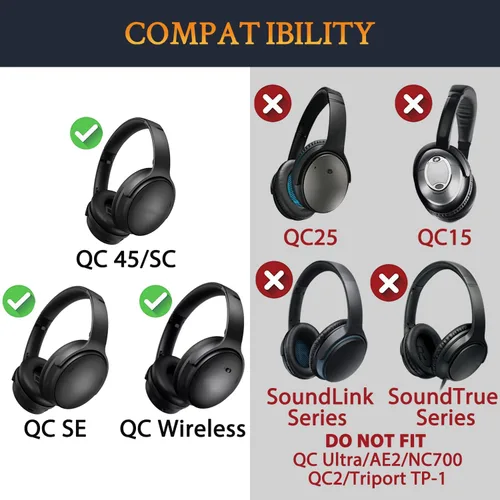 Miniatura 2 de SOULWIT Cubierta De La Diadema Para Bose QuietComfort 45 (QC45)/QuietComfort SE (QC SE)/Quiet Comfort Auriculares Inalámbricos, Reemplazo De La Negro