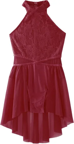 Miniatura 5 de Vestido de ballet lírico para niñas y niñas, sin mangas, encaje floral, leotardo contemporáneo, moderno disfraz de baile