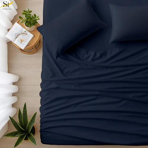 Miniatura 8 de Shreem Linen Olympic - Juego de sábanas tamaño Queen de 66 x 80 pulgadas, 100% algodón egipcio, juego de ropa de cama de 4 piezas, se adapta a Azul