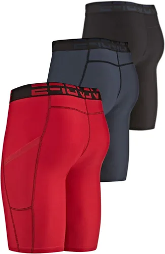 Miniatura 2 de DEVOPS Paquete de 3 o 5 pantalones cortos de compresión para hombre, pantalones cortos deportivos de elastano, para entrenamiento, correr