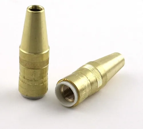 Miniatura 4 de WeldingCity Paquete de 2 boquillas de gas NS-1200B (diámetro de 1/2 pulgada, enrasado, latón) compatibles con consumibles para pistola de soldadura