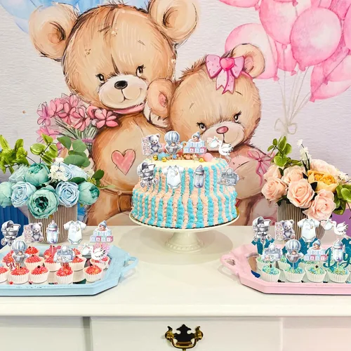 Miniatura 6 de 40 PIEZAS Oh Baby Cupcake Toppers Cisne Chupete Mameluco Carrito de Bebé Oso Niña Cupcake Picks Es un Niño Decoraciones de Baby Shower para Niños