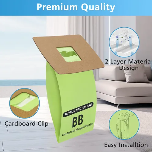 Miniatura 5 de Paquete de 15 bolsas compactas tipo BB de repuesto para Oreck XL Buster B bolsas de vacío PKBB12DW BB180 BB280 BB850 BB870 BB900 BB1000 MV160 con 4