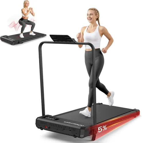 Miniatura 13 de Caminadora pequeña con inclinación – Cintas de correr para debajo del escritorio con barra de asa, cintas de correr plegables portátiles compactas