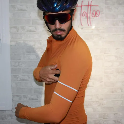 Miniatura 9 de YKYWBIKE Camisetas de ciclismo de manga larga de forro polar para mantener el calor, chaquetas de ciclismo para hombre, suéter de ciclismo