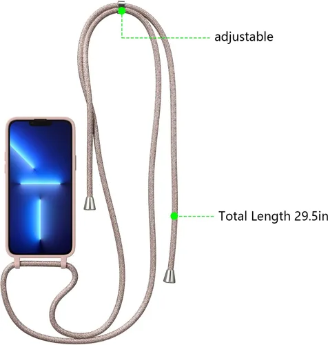 Miniatura 4 de ZTOFERA Funda cruzada para iPhone 14 Pro con correa de cordón, cuerda ajustable, funda suave de silicona líquida para iPhone 14 Pro de 6.1 pulgadas