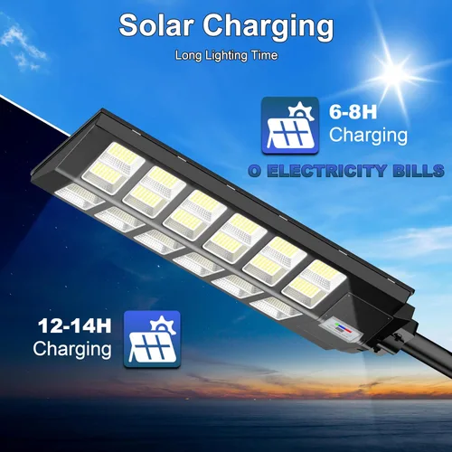 Miniatura 4 de loyoele Luces Solares de Calle para Exteriores de 9000W 120000LM, Luz de Estacionamiento Comercial 7000K, Luces Solares de Inundación