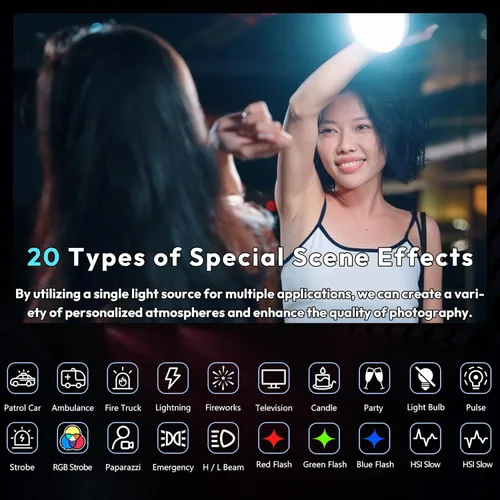 Miniatura 5 de ULANZI Luz de Video LED RGB Portátil de 40W Pro con Adaptador de Corriente DC, Batería Incorporada de 3400mAh, Mini Luz Continua COB de Metal